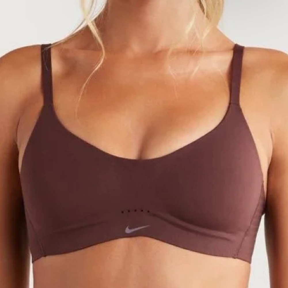 Nike 2X Alate Minimalist Bra Chocolate Brown Workout Gym